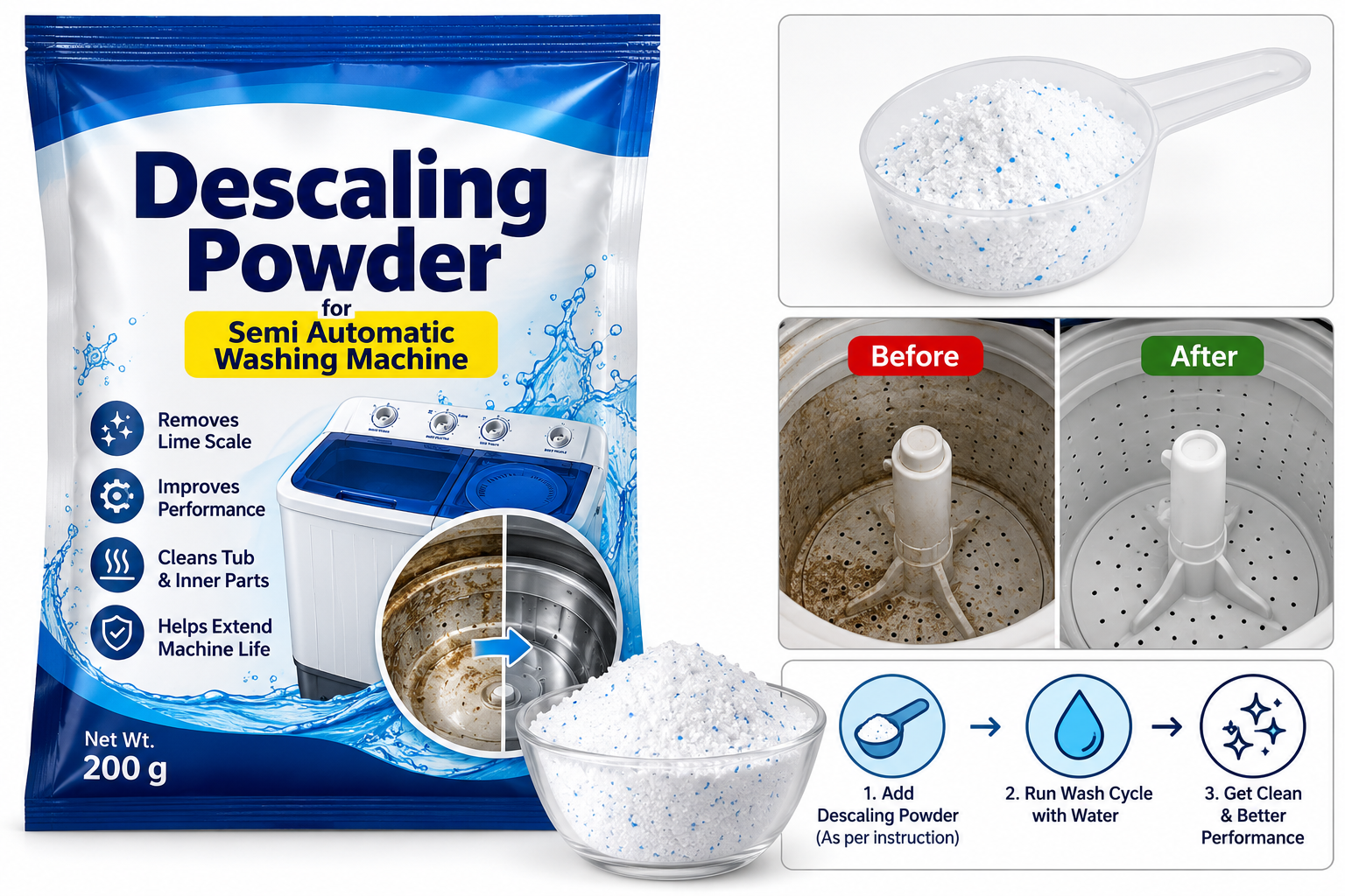 Descaling Powder Semi Automatic Washing Machine